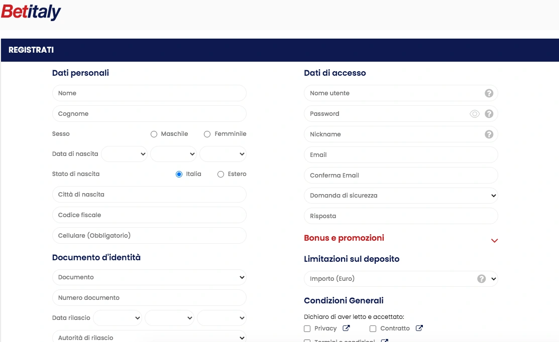 Betitaly Registrati