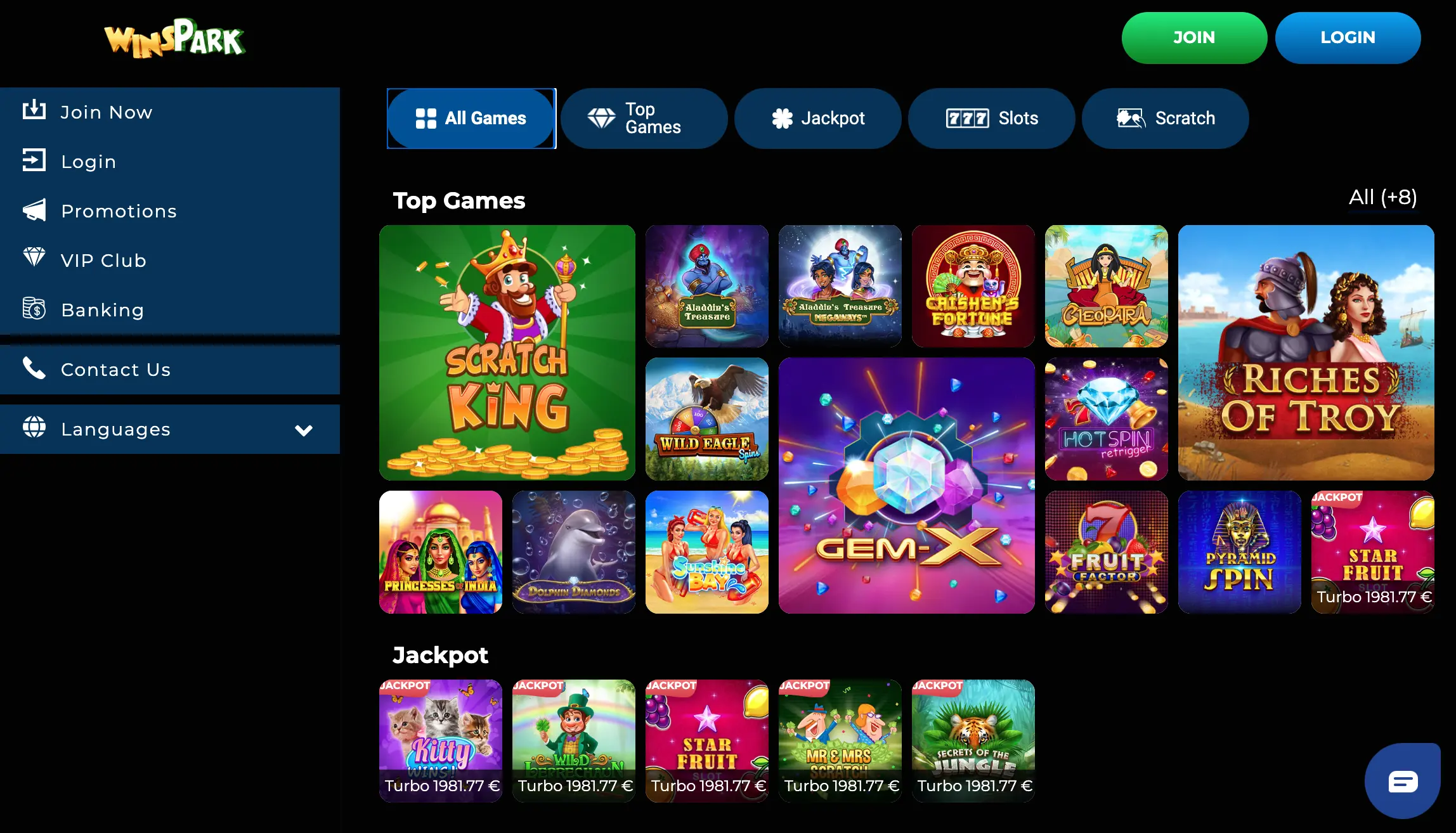 WinsPark Casino Giochi